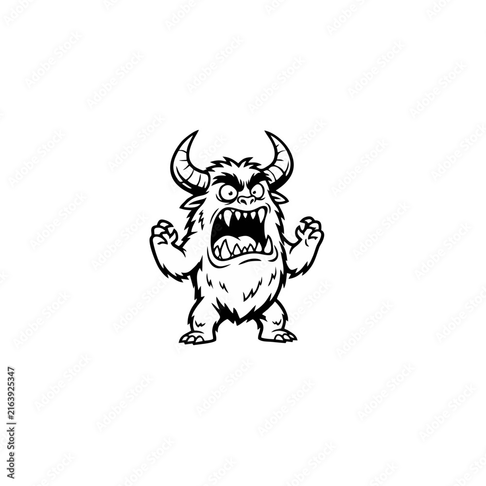 Naklejka premium monster angry cartoon logo