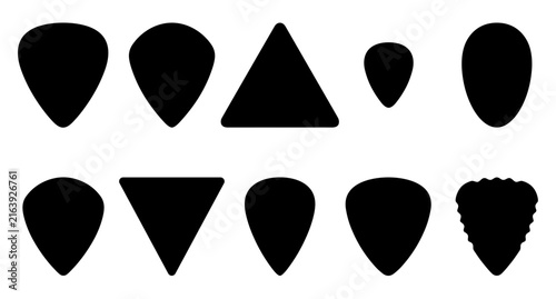 Guitar Pick Shape Silhouette Collection Set of Different Plectrums
