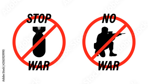 Canvastavla Stop war and violence with symbols of peace and anti-war messages