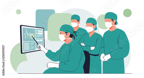 Medical Team Discussing Patient Data on Monitor