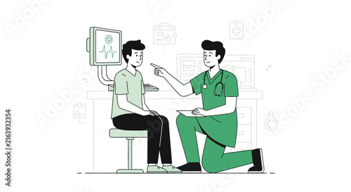 Doctor and patient consultation, medical examination, healthcare concept