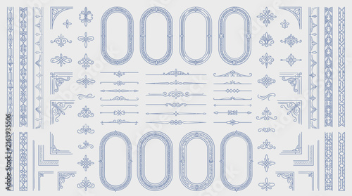 Ornate Decorative Borders and Frames Isolated Transparent Background Vector Set
