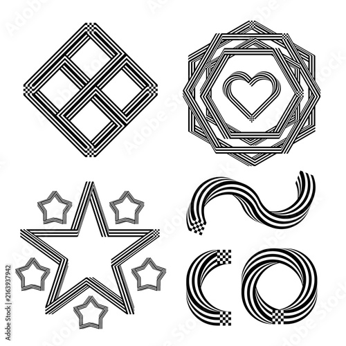 Geometric Line Art Collection with Diamond, Heart, Star and Circular Motifs