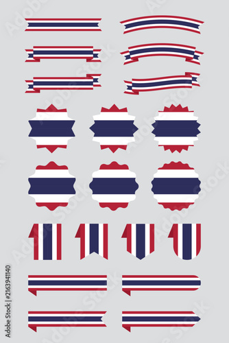 Flag of Thailand Ribbons, Tags, Badges, Banners, Labels – Flat Design Illustration