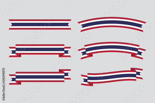 Flag of Thailand Ribbons, Tags, Badges, Banners, Labels – Flat Design Illustration