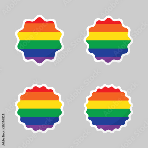 The LGBTQ+ pride rainbow Flag, Badge, Banner, Label – Flat Design Illustration
