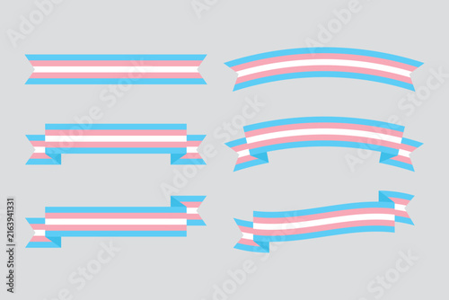 The LGBTQ+ Transgender Pride Flag Ribbon, Badge, Banner, Label – Flat Design Illustration