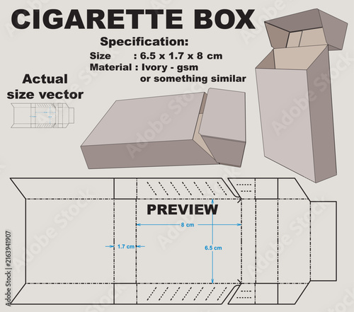 Standard Cigarette Box Packaging Dieline Template