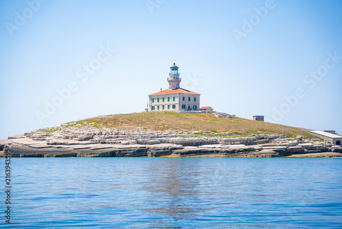 Obraz na plátne Porer Lighthouse on Porer Islet near Cape Kamenjak in Istria Croatia on the Adriatic Sea