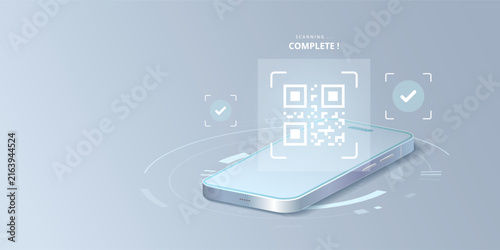 QR Code scan smartphone mobile technology with digital payment vector illustration