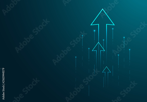 Glowing arrow rising for digital business growth technology progress and success - Vector illustration