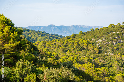Obraz na płótnie Panoramic view from the mountain pass above Mljet National Park on Mljet Island Croatia