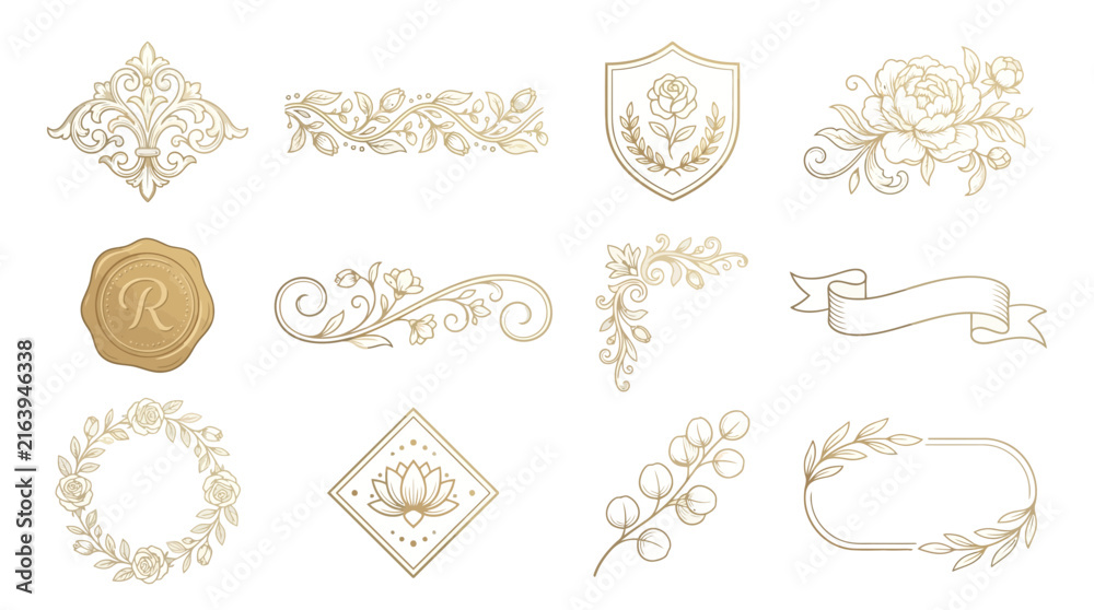 Fototapeta premium Elegant Floral Ornaments & Emblems Set - Vector Elements