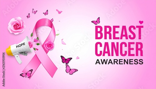 Breast Cancer Awareness ribbon with roses poster