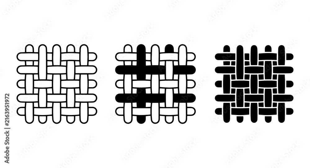 Fototapeta premium Textile Weave Patterns, Fabric Texture Icons, Simple Textile Design Elements