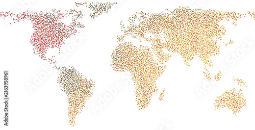 Foto Klimt Gold Pointillist Impressionist Bloom World Map Featuring pointillist brush