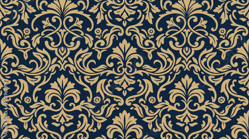Classic Victorian Scrollwork Vector Pattern with Ornate Decorative Luxury Background Elements