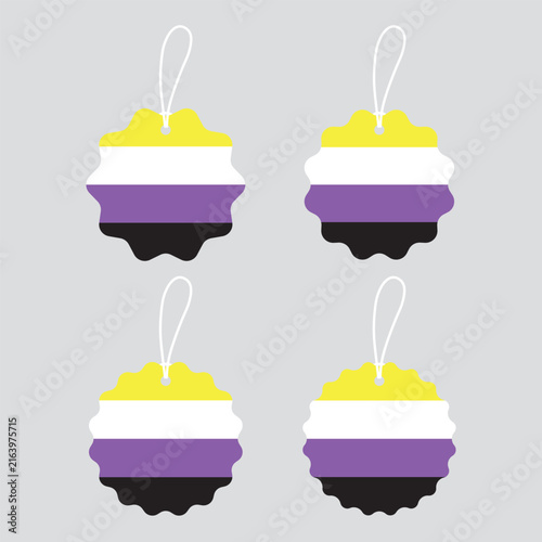 The LGBTQ+ Nonbinary Pride Flag, Badge, Banner, Label – Flat Design Illustration