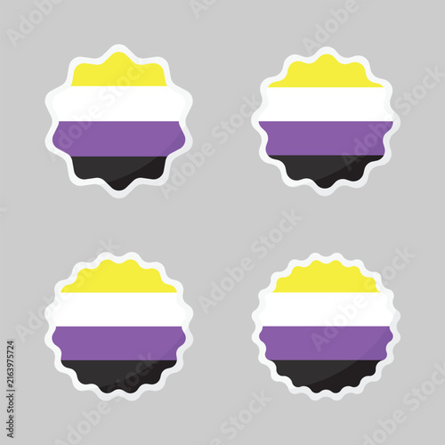 The LGBTQ+ Nonbinary Pride Flag, Badge, Banner, Label – Flat Design Illustration