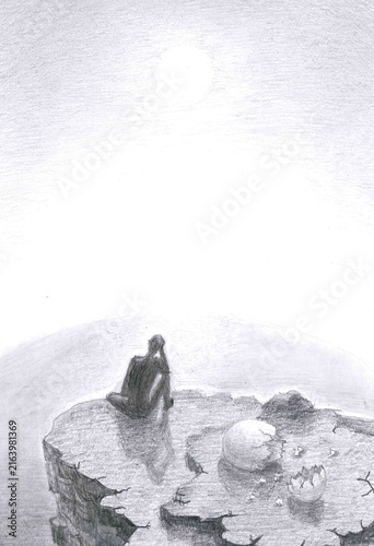 Canvastavla A new man was born and became thoughtful