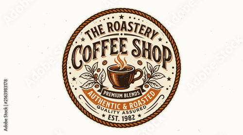 Vintage Coffee Shop Logo Design Vector Concept