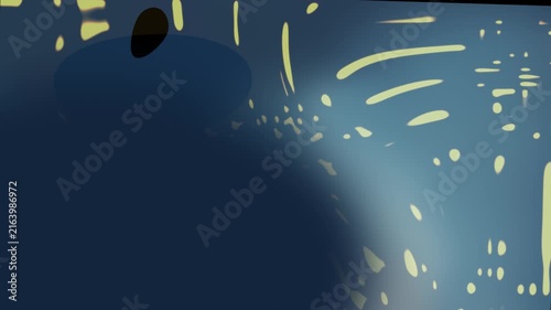 Abstract fluid shapes with light patterns. 2d animation