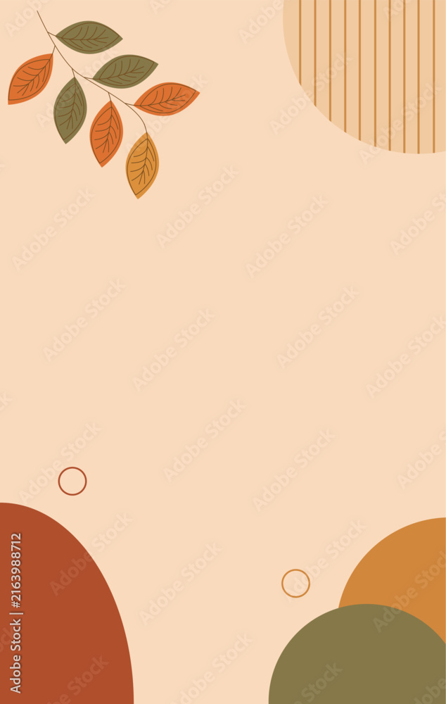 Fototapeta premium Abstract autumn leaves background with geometric shapes