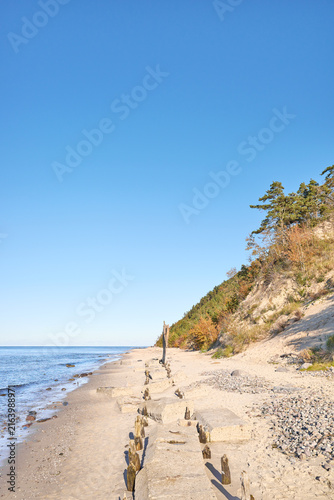 Scenic beach on the Baltic Sea coast in Miedzyzdroje, Poland
