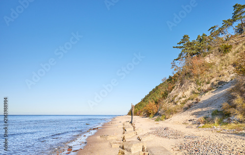 Scenic beach on the Baltic Sea coast in Miedzyzdroje, Poland
