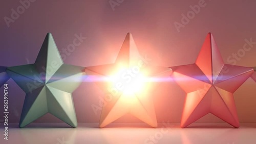 A row of colorful three dimensional stars on a soft background