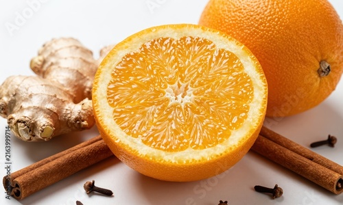Orange and Cinnamon Sticks with Fresh Citrus Slices for a Warm Rustic Seasonal Still Life Composition