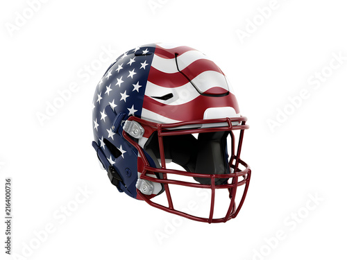 American football helmet decorated with a patriotic stars and stripes design isolated on transparent background