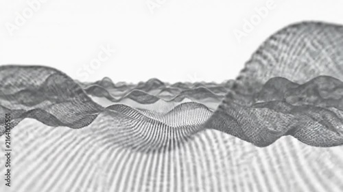 Abstract digital landscape with flowing wave patterns and light