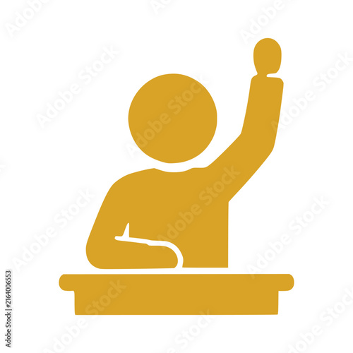 Student Raising Hand In Classroom To Answer Question