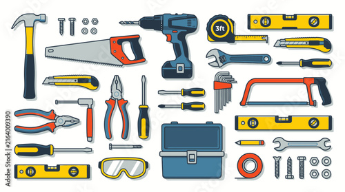 Assorted Construction and Mechanical Hand Tools Collection for Professional Home Repair and Industrial Maintenance Projects
