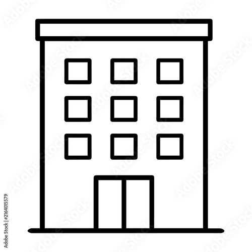 Building icon, office architecture symbol, simple black line vector
