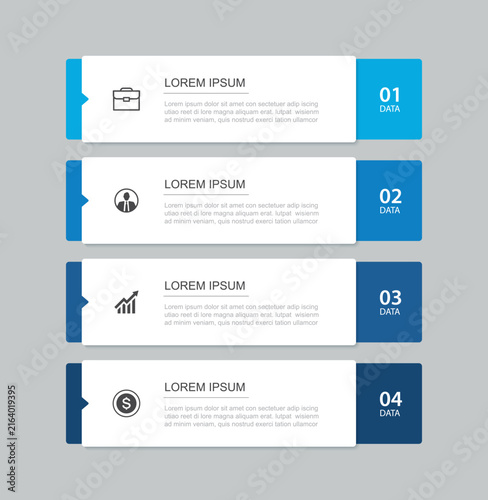 Infographic template with four steps vertical banner business presentation layout design.