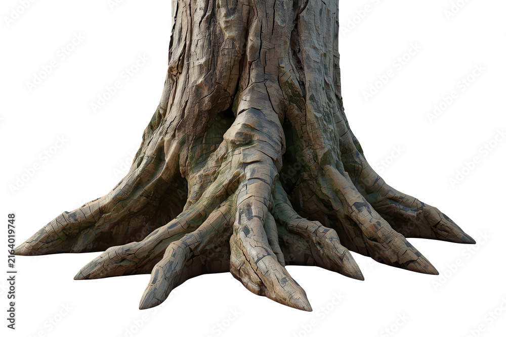 Fototapeta premium Large Tree Trunk Base with Exposed Roots