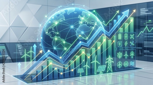 Global Electricity Price Growth and Green Energy Investment Financial Concept
