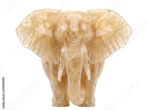 Golden elephant figurine isolated on white background for luxury home decor and interior design