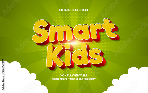 Smart Kids - Comic Bold 3D Editable Text Effect