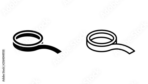 Outline Masking Tape Roll Icon for DIY Projects, Stationery, Wrapping and Web Design, White Background Vector Illustration