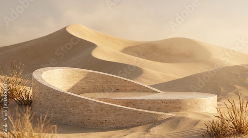 Desert background with smooth sand dunes and gentle ridges in warm light