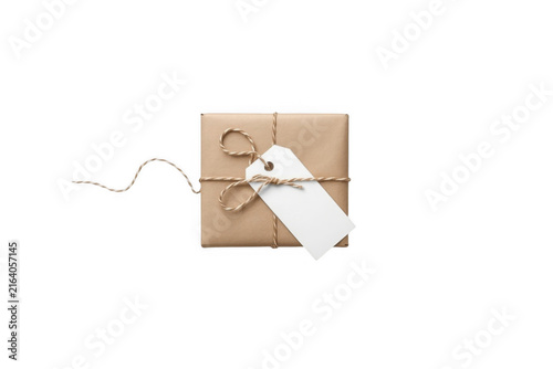 Kraft paper gift box with blank tag