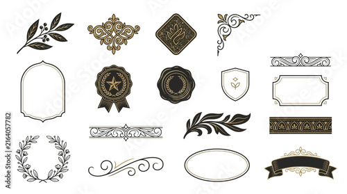 Elegant Vector Ornaments: Borders, Wreaths, Laurels, Corners, Labels