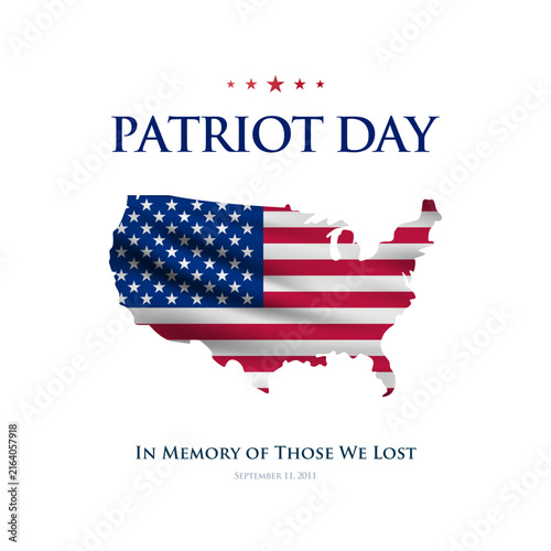 Patriot Day honors memory of lives lost, featuring an artistic representation of United States map adorned with flag colors, evoking unity and remembrance
