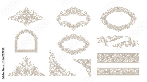 Ornate Decorative Elements: Frames, Corners, Banners, Isolated