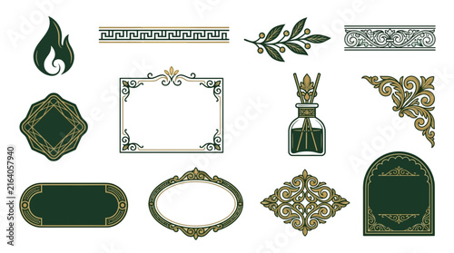 Ornate Decorative Elements Set Isolated Transparent Background