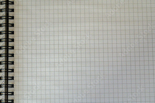 Blank grid notebook page with spiral binding top view