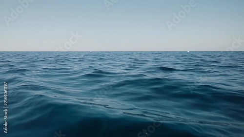 Calm Blue Ocean Waves Surface Horizon View Video Footage